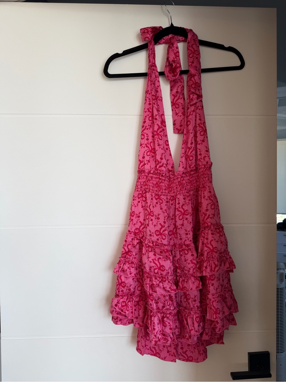 Pink Halter Ruffle Mini Dress - Picture 3 of 5
